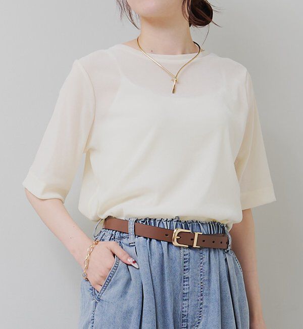  「シアーベロアハーフスリーブT」|Tシャツ・カットソー|アイボリー