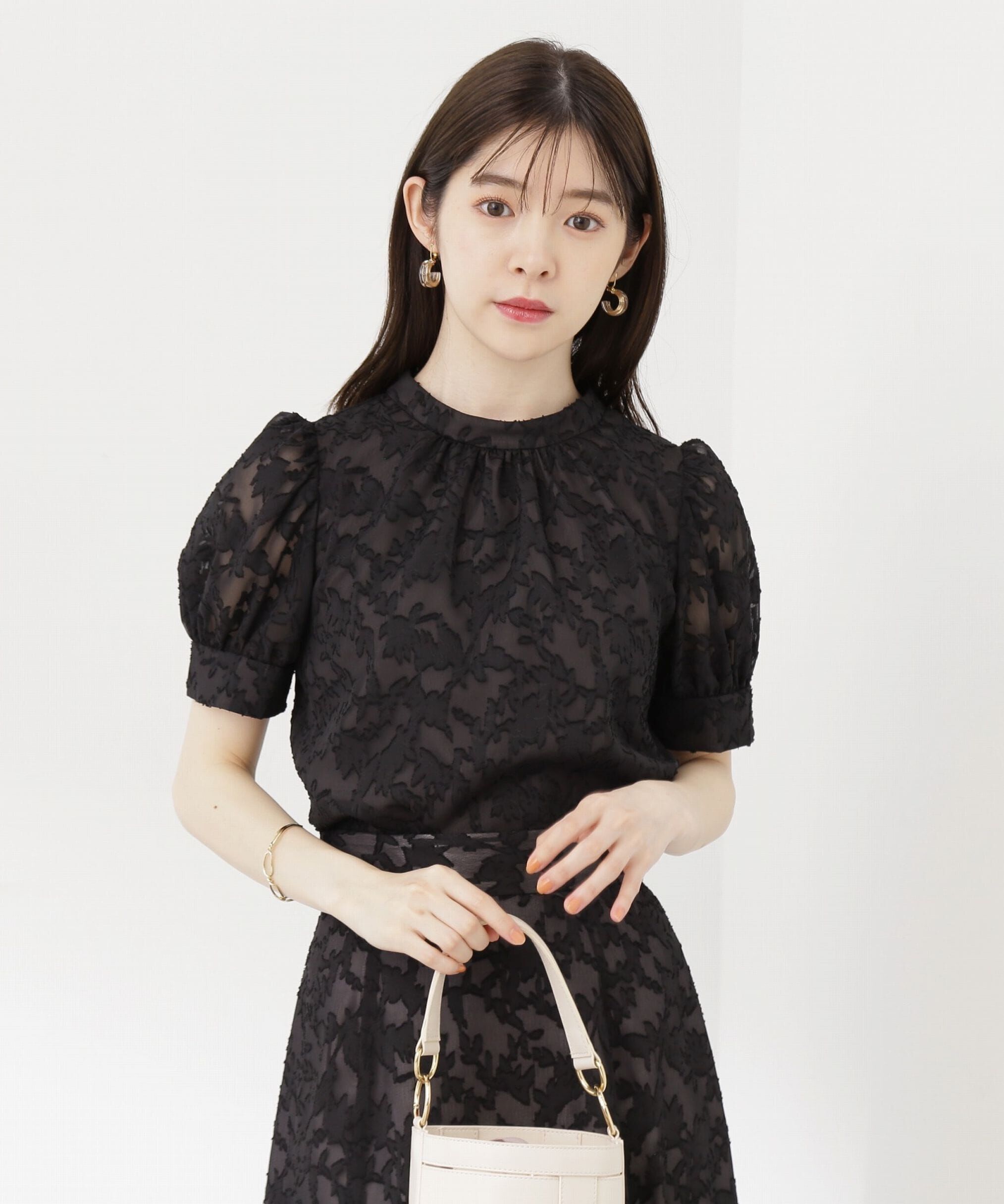 PROPORTION BODY DRESSING「フラワージャガードブラウス」|シャツ・ブラウス|ブラック