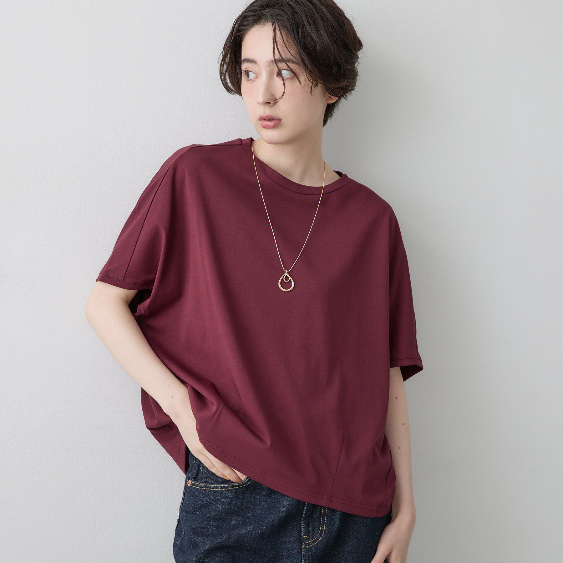 Dessin「【汗シミ防止/UVカット】ドルマンスリーブ プルオーバー」|Tシャツ・カットソー|ボルドー(064)