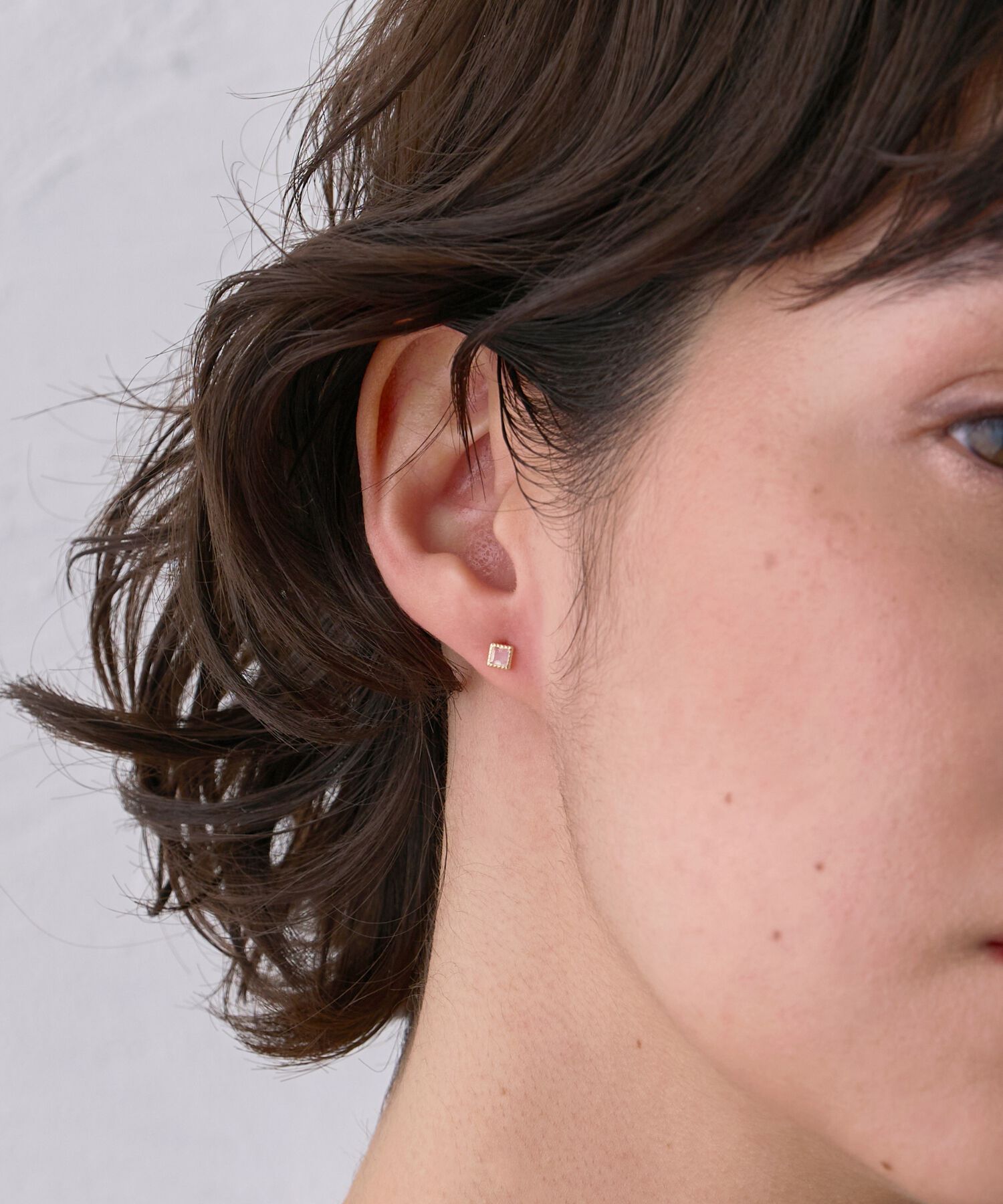 JUPITER「【K10】スクエア天然石ピアス/ブルームーンストーン」|ピアス|