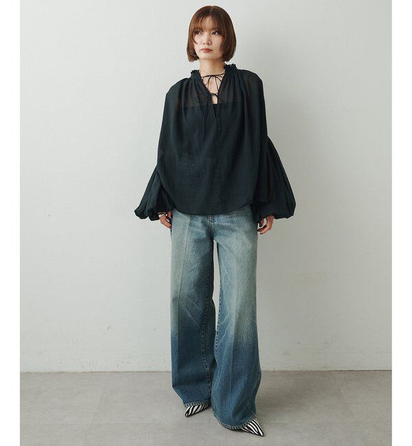  「《前後で着用可能》2wayコットンシフォンブラウス」|シャツ・ブラウス|
