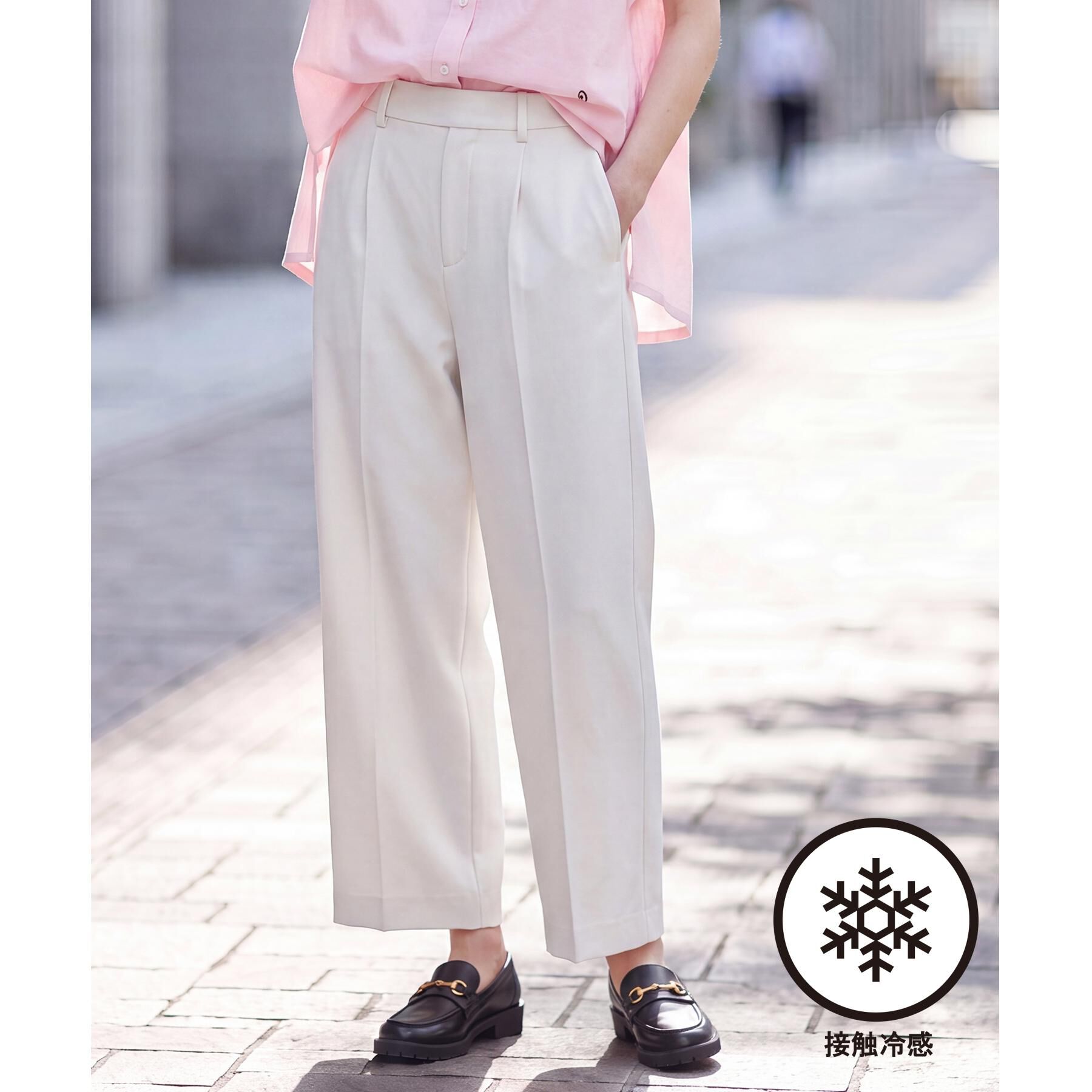 DRESSTERIOR「【接触冷感/ウォッシャブル】センタープレスジョーゼットパンツ」|その他|グレー(014)