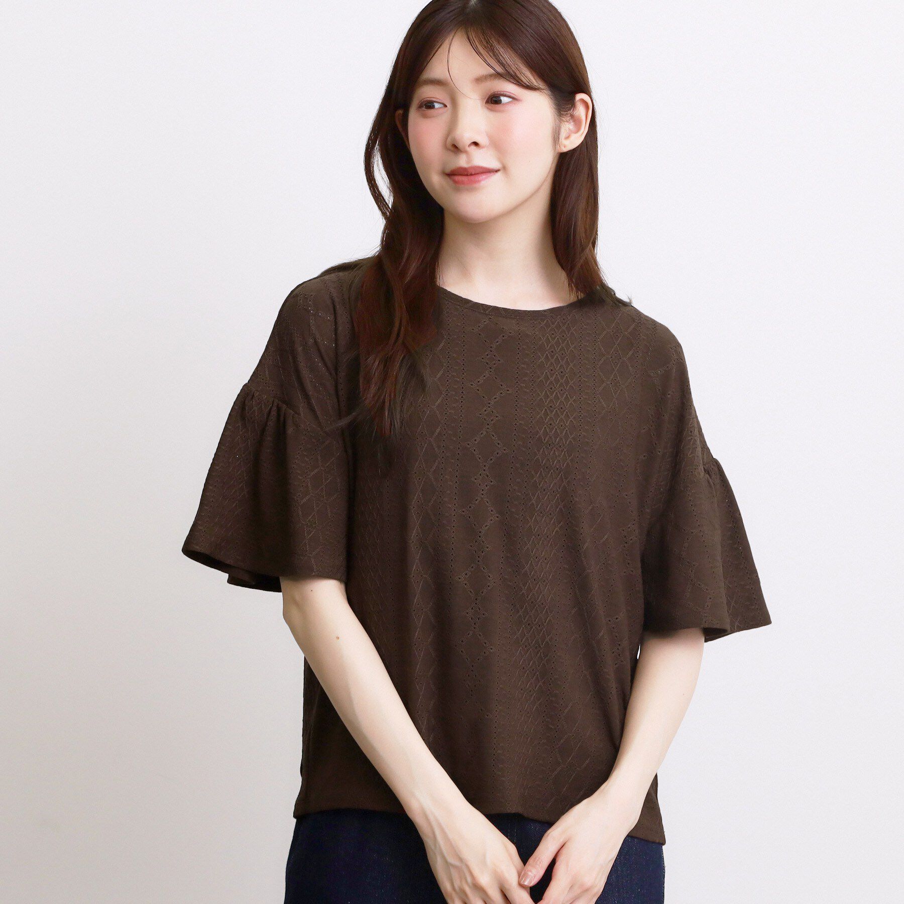 grove「アイレットレースカットソー」|Tシャツ・カットソー|ブラウン(044)