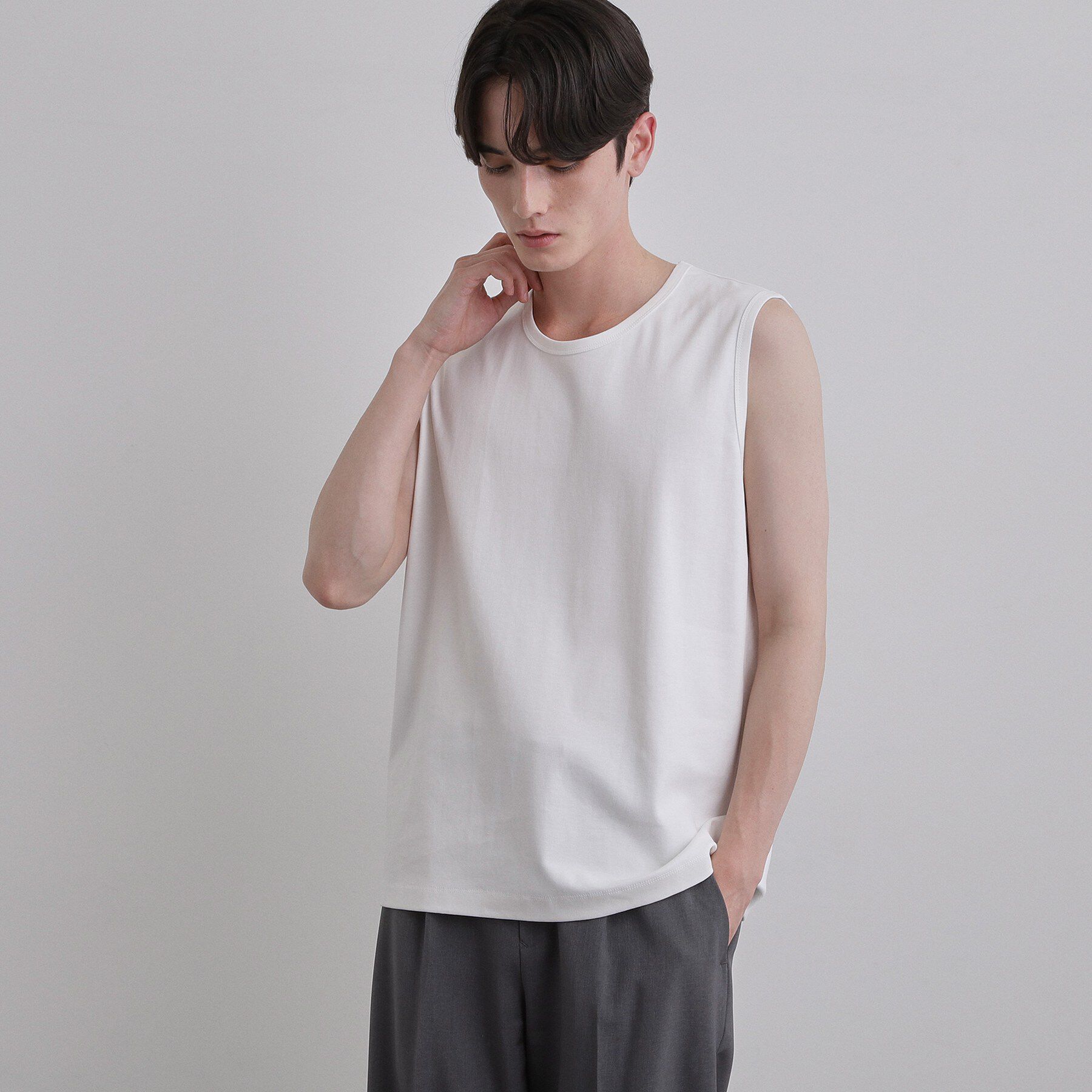 tk.TAKEO KIKUCHI「【汗シミ防止／UVカット】sweat stain proof seriesノースリーブ」|Tシャツ・カットソー|ホワイト(001)