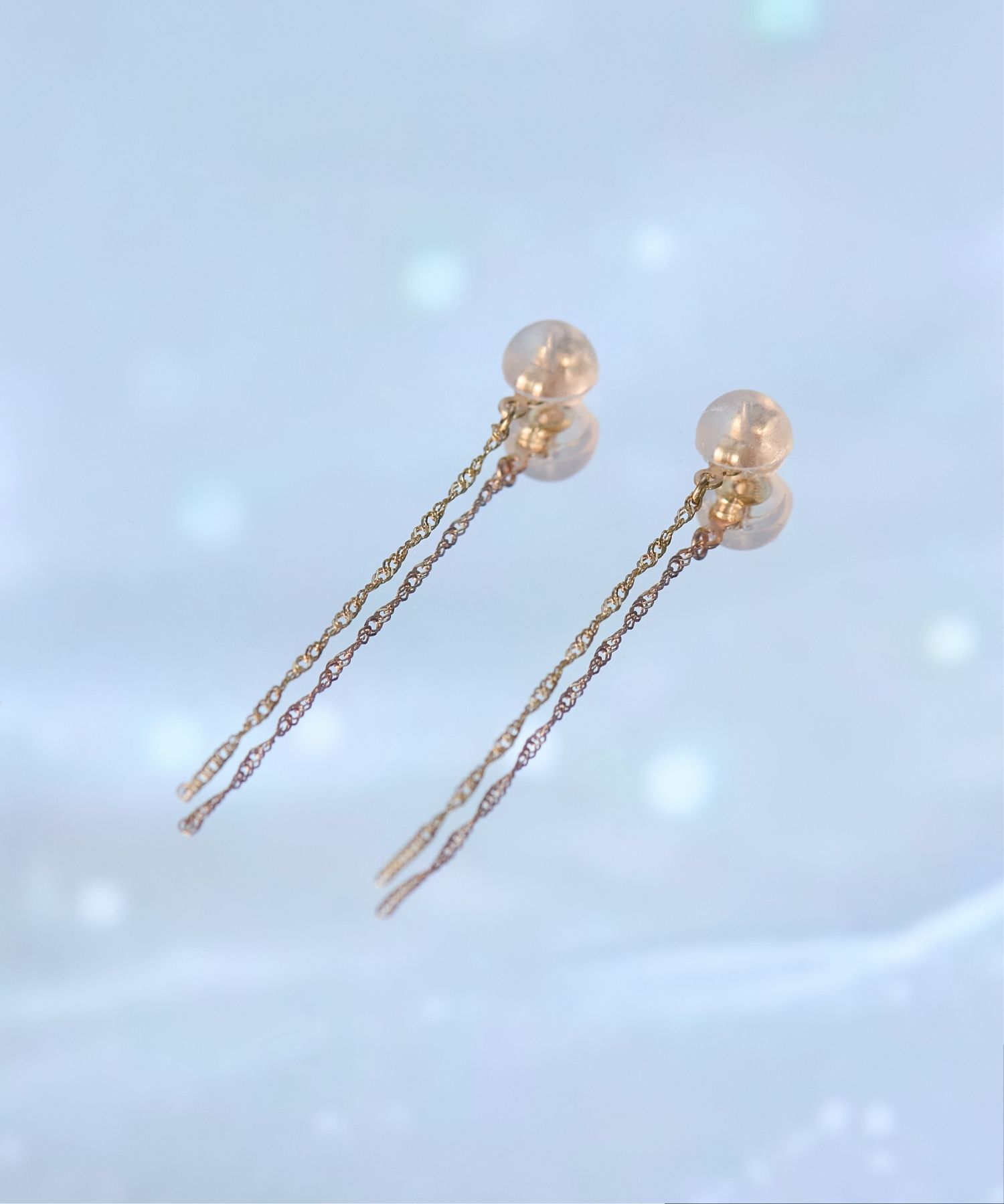 JUPITER「【K10】ダブルスクリューチェーンピアスキャッチ/4cm」|ピアス|ゴールド