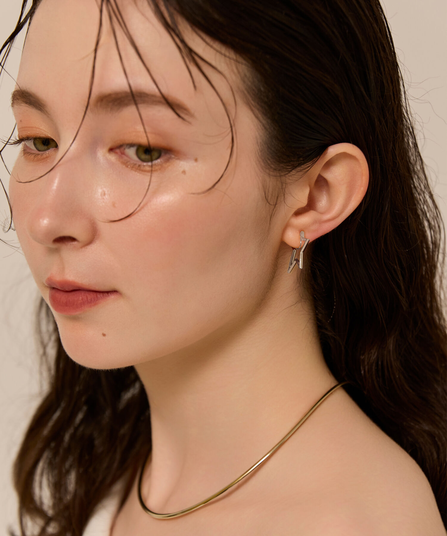Phoebe「【金属アレルギー対応】【痛くないシリーズ】スターフープライトフィットイヤリング　シルバー」|イヤリング|