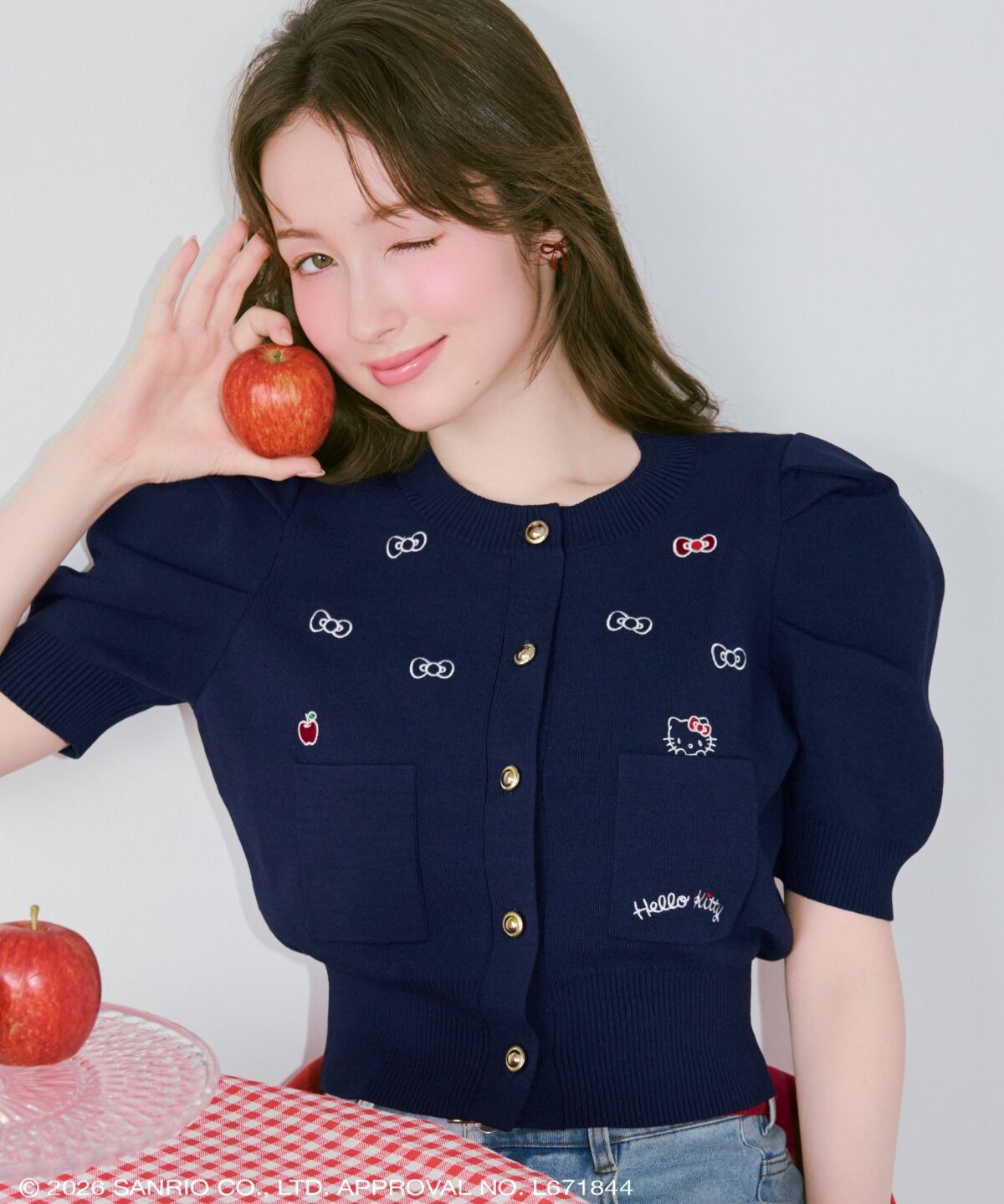 WILLSELECTION「WILLSELECTION&times;HELLO KITTY 刺繍ニットカーディガン」|カーディガン|ネイビー