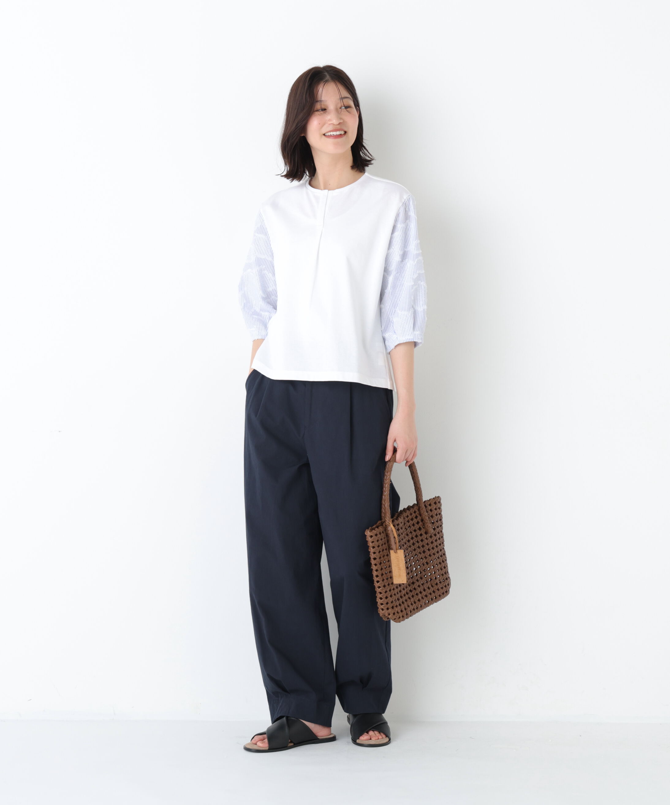  「◆カットジャガードストライプトップス」|Tシャツ・カットソー|
