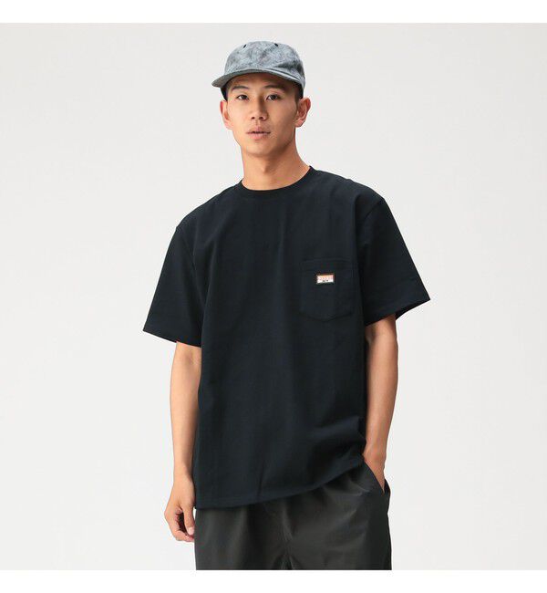 BEAMS「ヘビーウエイト ロゴワッペン Tシャツ【ベーシックフィット】」|Tシャツ・カットソー|BLACK