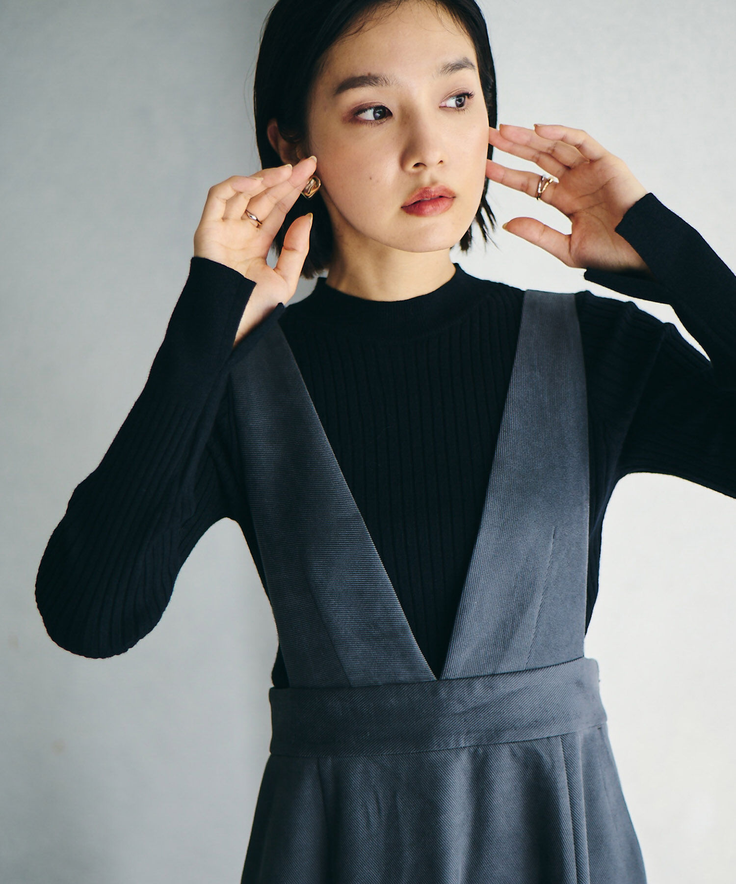 VIS「【吸湿発熱・エコベロ】リブ切替ハイネックニットプルオーバー【sustainable】」|ニット・セーター|
