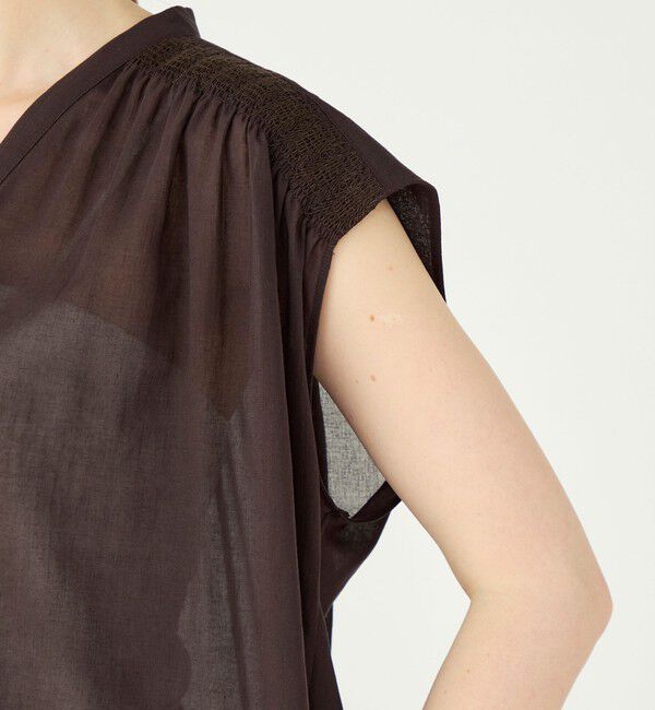 Ballsey「コットンクレープ シャーリングブラウス」|シャツ・ブラウス|