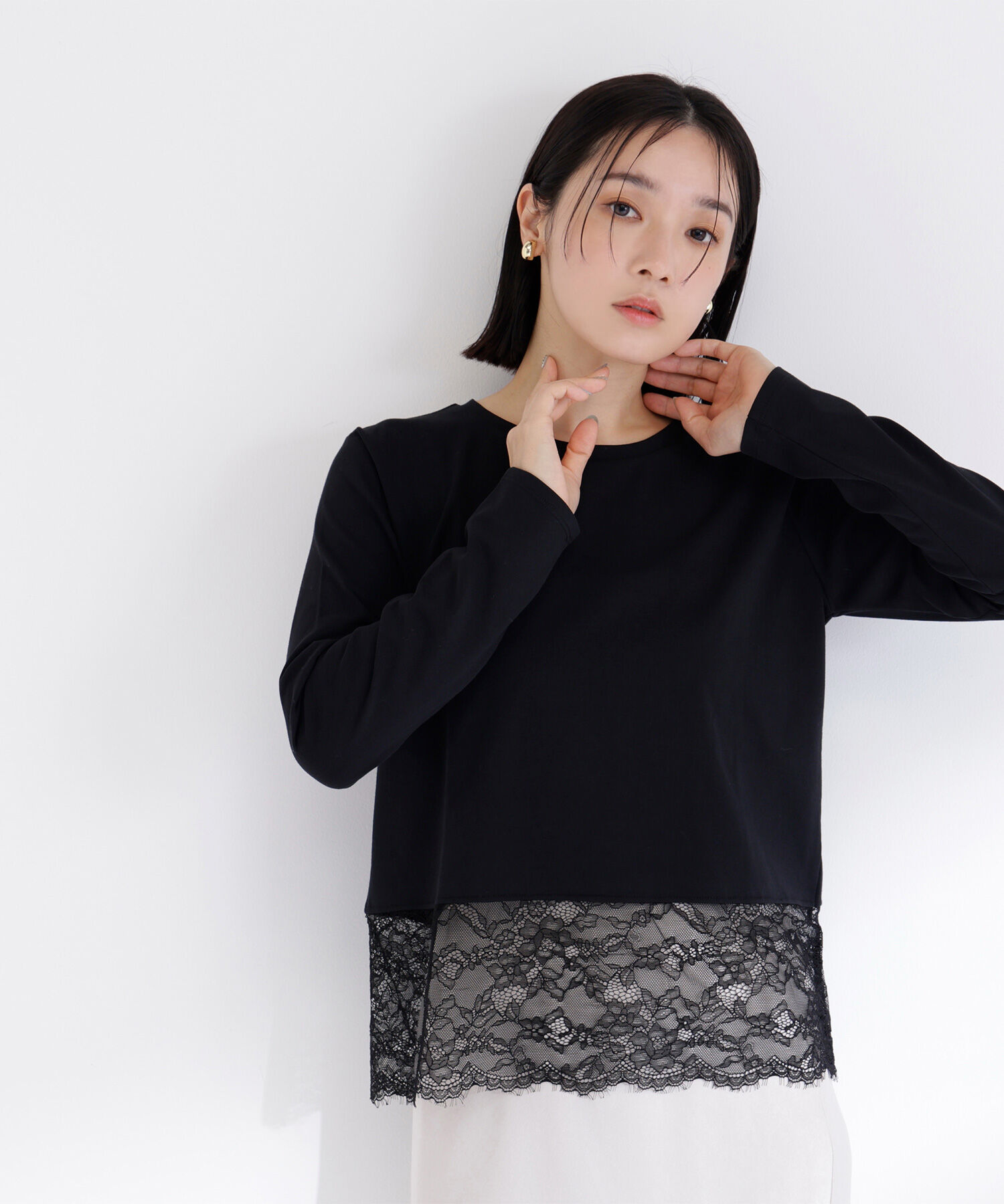  「レースドッキングカットソー」|Tシャツ・カットソー|