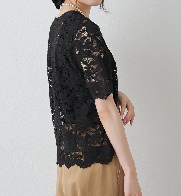  「花柄コード刺繍スカラップレースブラウス」|プルオーバー|