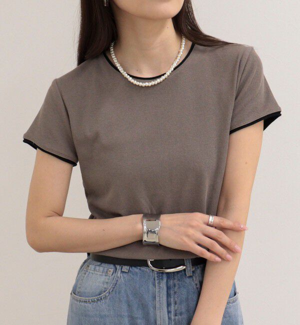 fredy emue「リンガー配色Tシャツ」|Tシャツ・カットソー|ブラウン