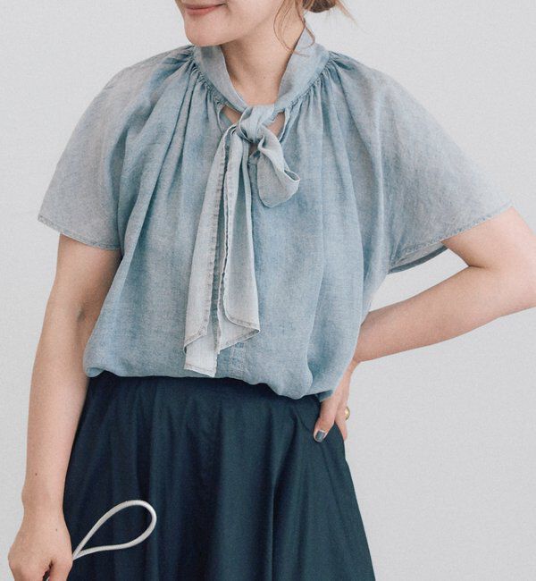  「シアーデニムボウタイブラウス」|シャツ・ブラウス|