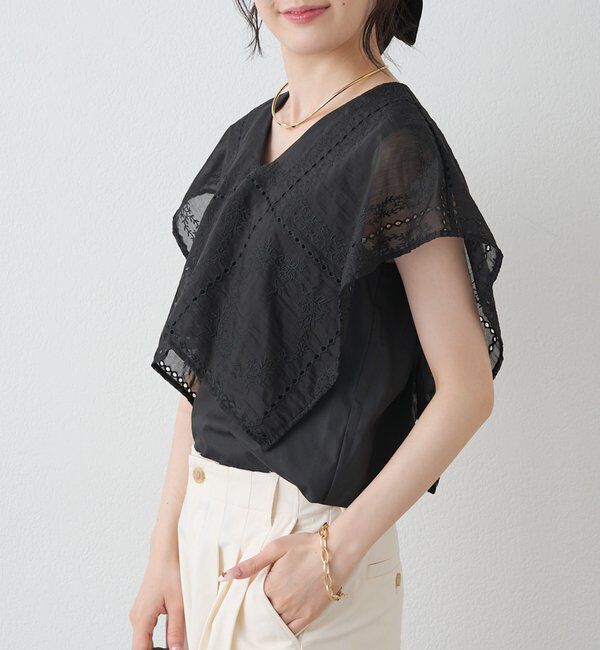  「スクエア刺繍レースブラウス」|シャツ・ブラウス|