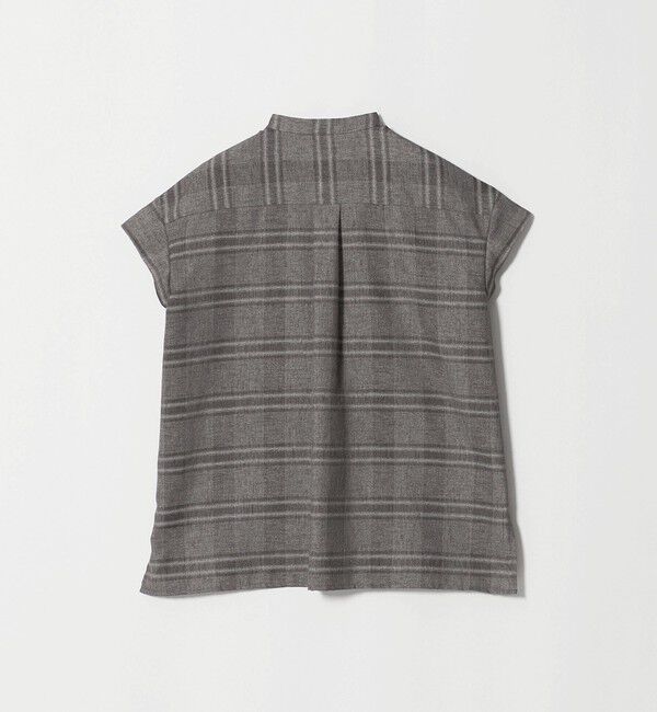 UNITED ARROWS「チェック バンドカラー フレンチスリーブ シャツ ‐ウォッシャブル‐」|シャツ・ブラウス|