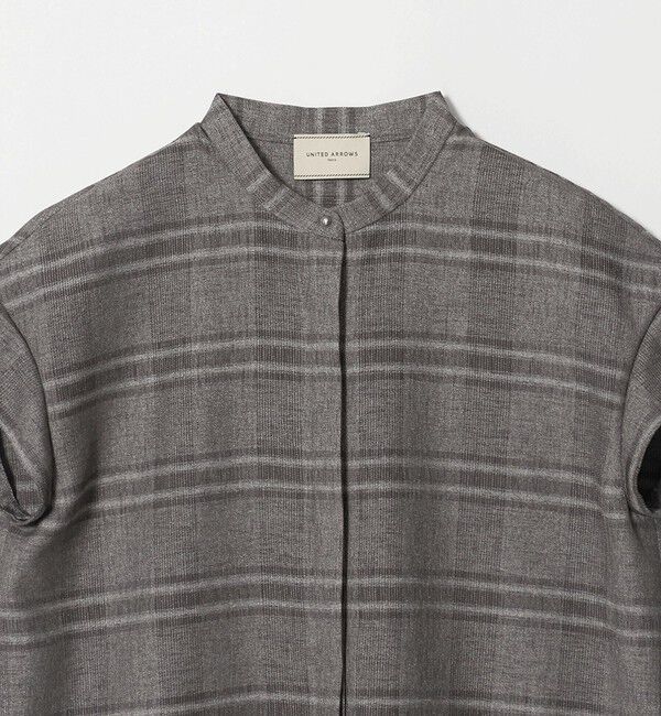 UNITED ARROWS「チェック バンドカラー フレンチスリーブ シャツ ‐ウォッシャブル‐」|シャツ・ブラウス|
