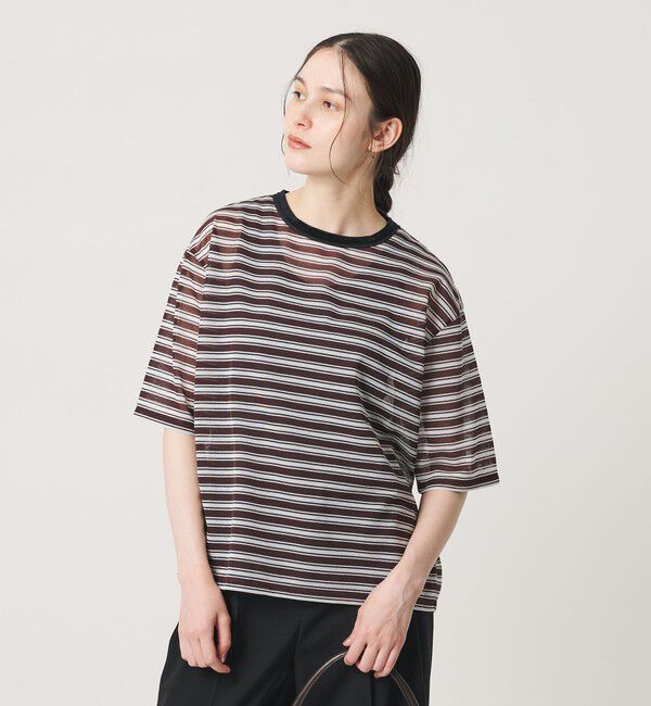BEAUTY&YOUTH UNITED ARROWS「コットンポリエステル シアーボーダー Tシャツ」|Tシャツ・カットソー|