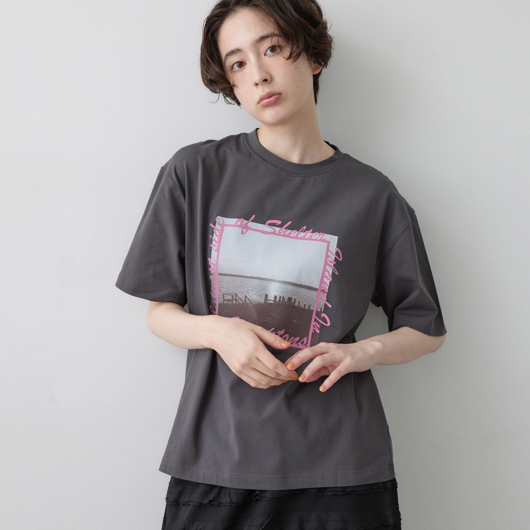 Dessin「グラフィックデザイン Tシャツ」|Tシャツ・カットソー|チャコールグレー(0