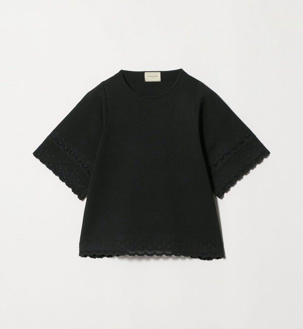 UNITED ARROWS「カットワーク スカラップ プルオーバー ニット ‐ウォッシャブル‐」|ニット・セーター|BLACK