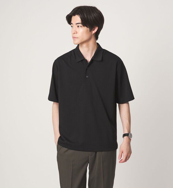 UNITED ARROWS green label relaxing「【WEB限定】JUST fit ジャージ 半袖 ポロシャツ」|Tシャツ・カットソー|BLACK
