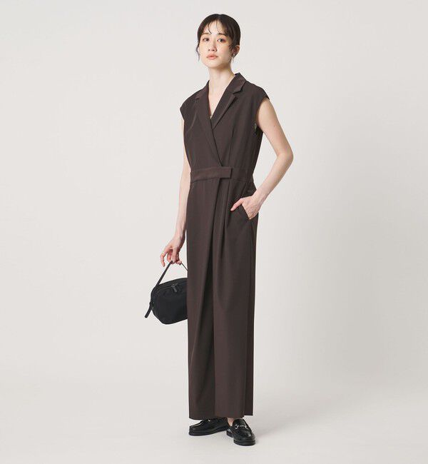 UNITED ARROWS「ツイル オールインワン ‐ストレッチ 防シワ 接触冷感‐」|オールインワン|DK.BROWN