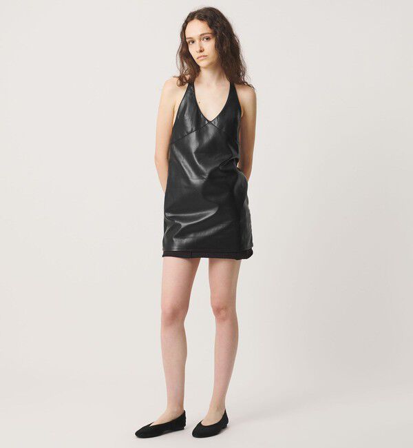 ATTISESSION「＜ATTISESSION＞レザーライク ホルターネックドレス」|ワンピース|BLACK