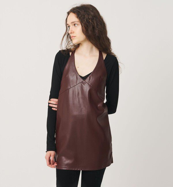 ATTISESSION「＜ATTISESSION＞レザーライク ホルターネックドレス」|ワンピース|DK.BROWN