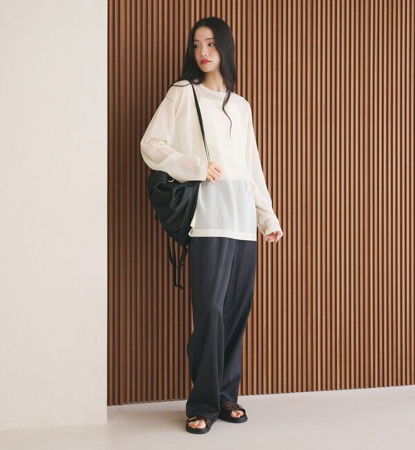 BEAUTY&YOUTH UNITED ARROWS「レーヨンナイロン ライン シアーニット プルオーバー ウォッシャブル」|ニット・セーター|