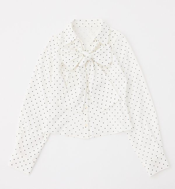  「【リバイバル/リボン取り外し可能】フロントギャザーボウタイシャツ」|シャツ・ブラウス|ホワイト系その他
