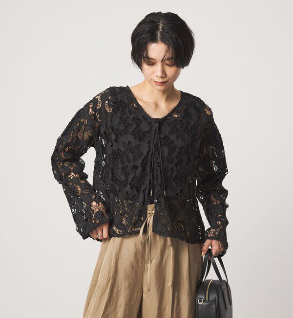 UNITED ARROWS green label relaxing「カットワークレース ブラウス」|シャツ・ブラウス|BLACK