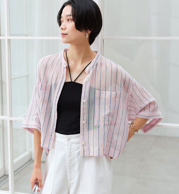 UNITED ARROWS green label relaxing「100/2 ポケット ストライプ シャツ」|シャツ・ブラウス|LT.PINK