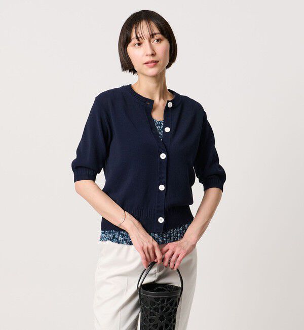 UNITED ARROWS「クルーネック ベーシック カーディガン ‐ウォッシャブル‐」|カーディガン|NAVY