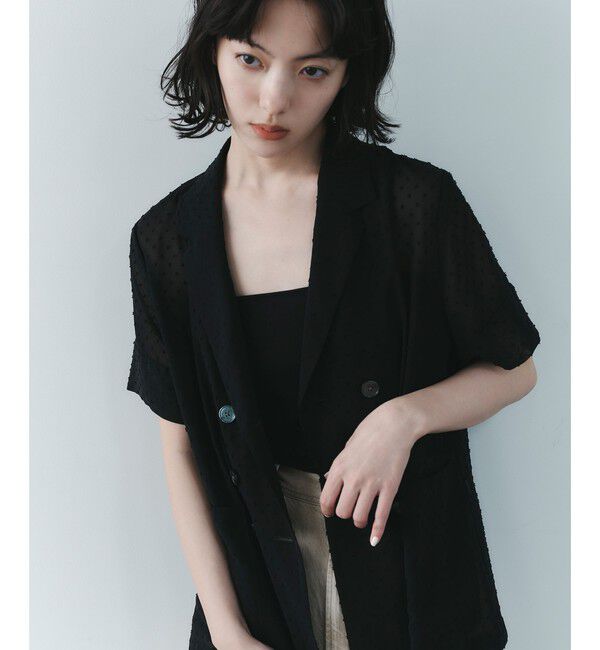 EMMEL REFINES「＜EMMEL REFINES＞EM カットGGT シアー ジャケット」|テーラードジャケット|BLACK