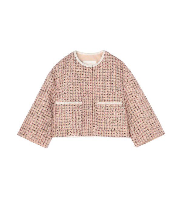 Ballsey「サンセットツイード ショートクルージャケット」|ノーカラージャケット|44 ベージュ系