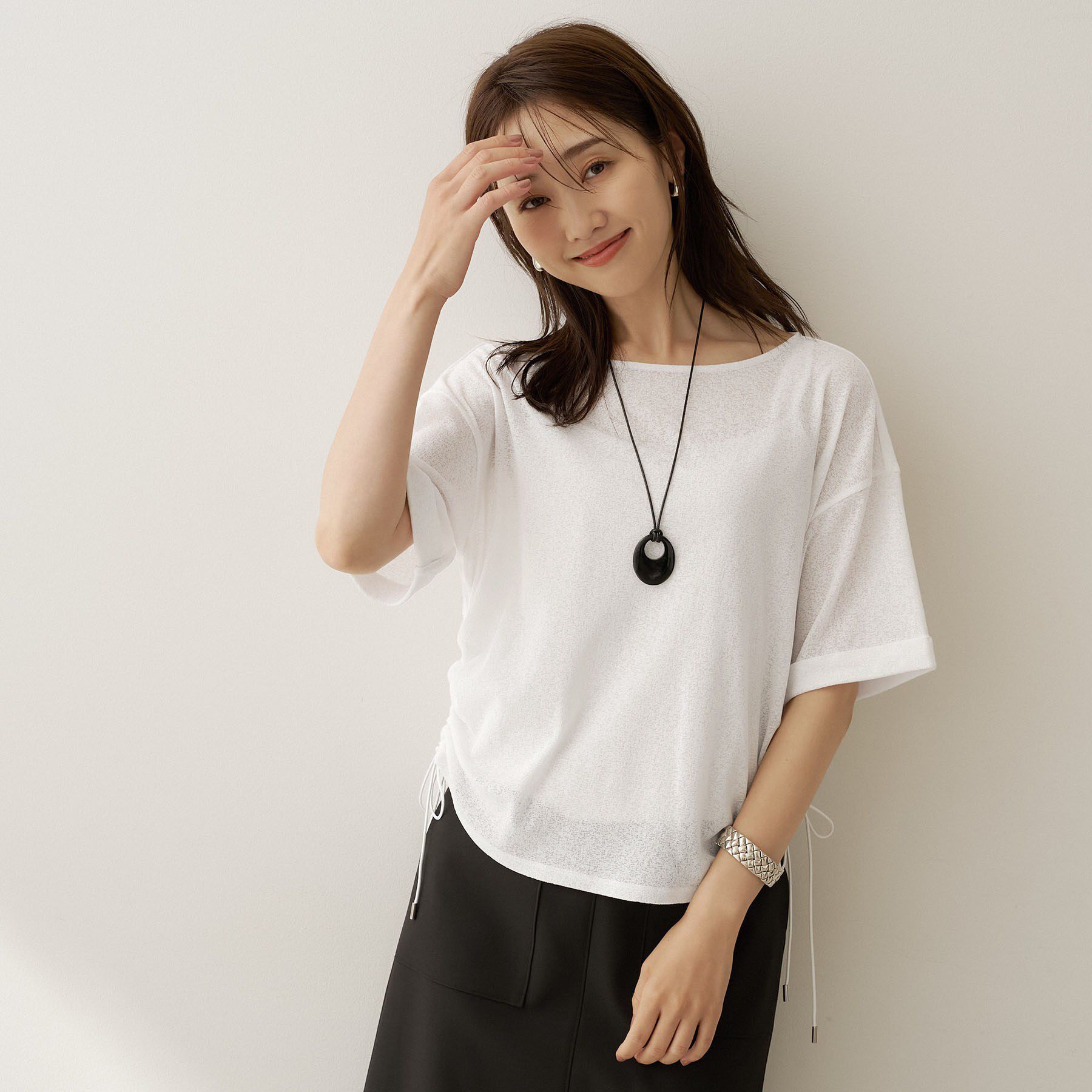 UNTITLED「ドロストプルオーバージャージ」|Tシャツ・カットソー|ホワイト(001)
