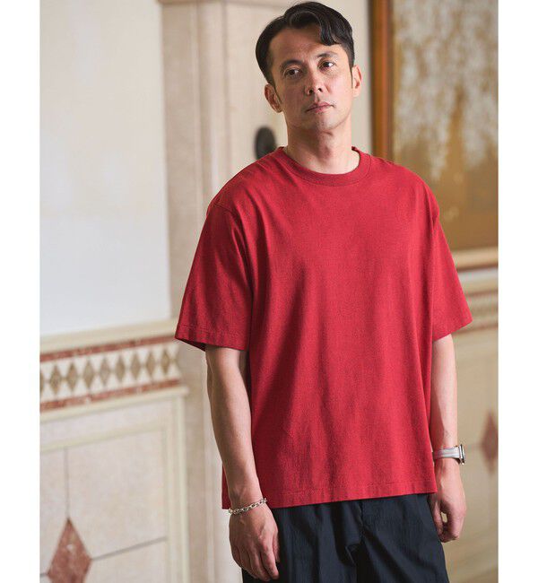 UNITED ARROWS green label relaxing「オーバーダイ クルーネック 半袖 Tシャツ カットソー」|Tシャツ・カットソー|RED
