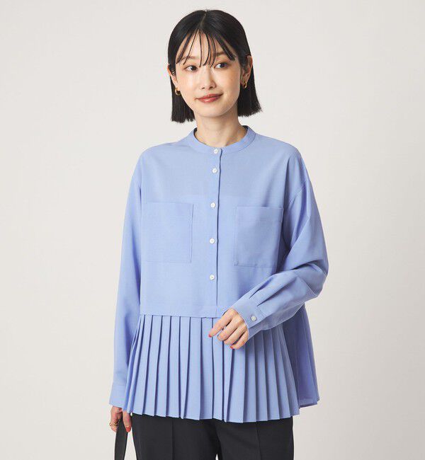 UNITED ARROWS green label relaxing「［size SHORTあり］スソ プリーツ シャツ マシンウォッシャブル 吸水速乾」|シャツ・ブラウス|LT.BLUE