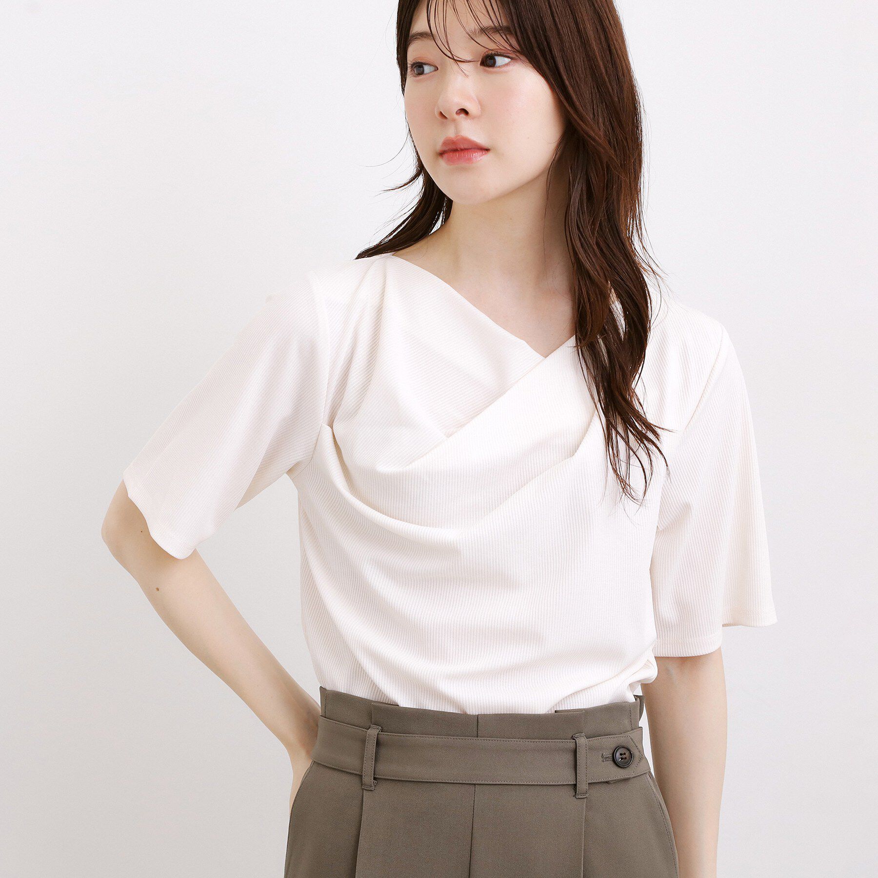 grove「ドレープネックテレコTシャツ」|Tシャツ・カットソー|