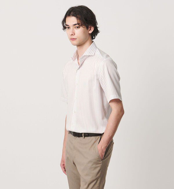 UNITED ARROWS「イージーケア AG パナマ ショートスリーブ ストライプ カッタウェイカラーシャツ 抗菌防臭 通気性」|シャツ・ブラウス|