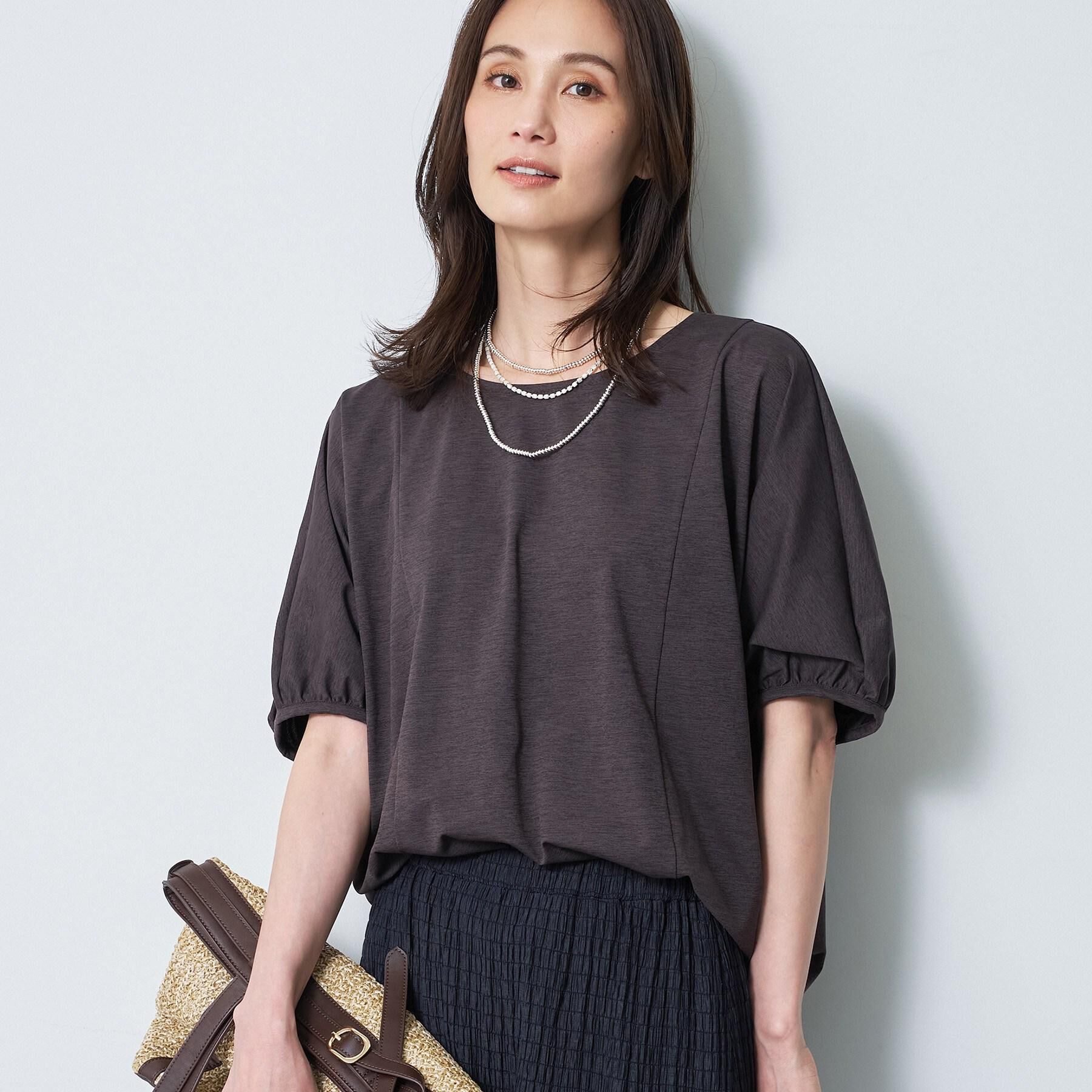 Reflect「【UVカット／接触冷感／吸水速乾】ギャザースリーブカットソー」|Tシャツ・カットソー|