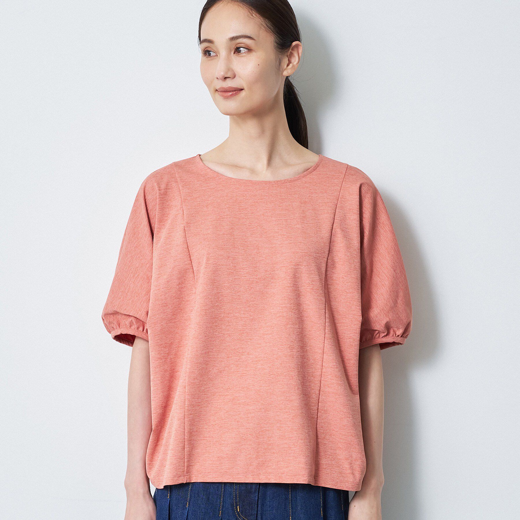 Reflect「【UVカット／接触冷感／吸水速乾】ギャザースリーブカットソー」|Tシャツ・カットソー|