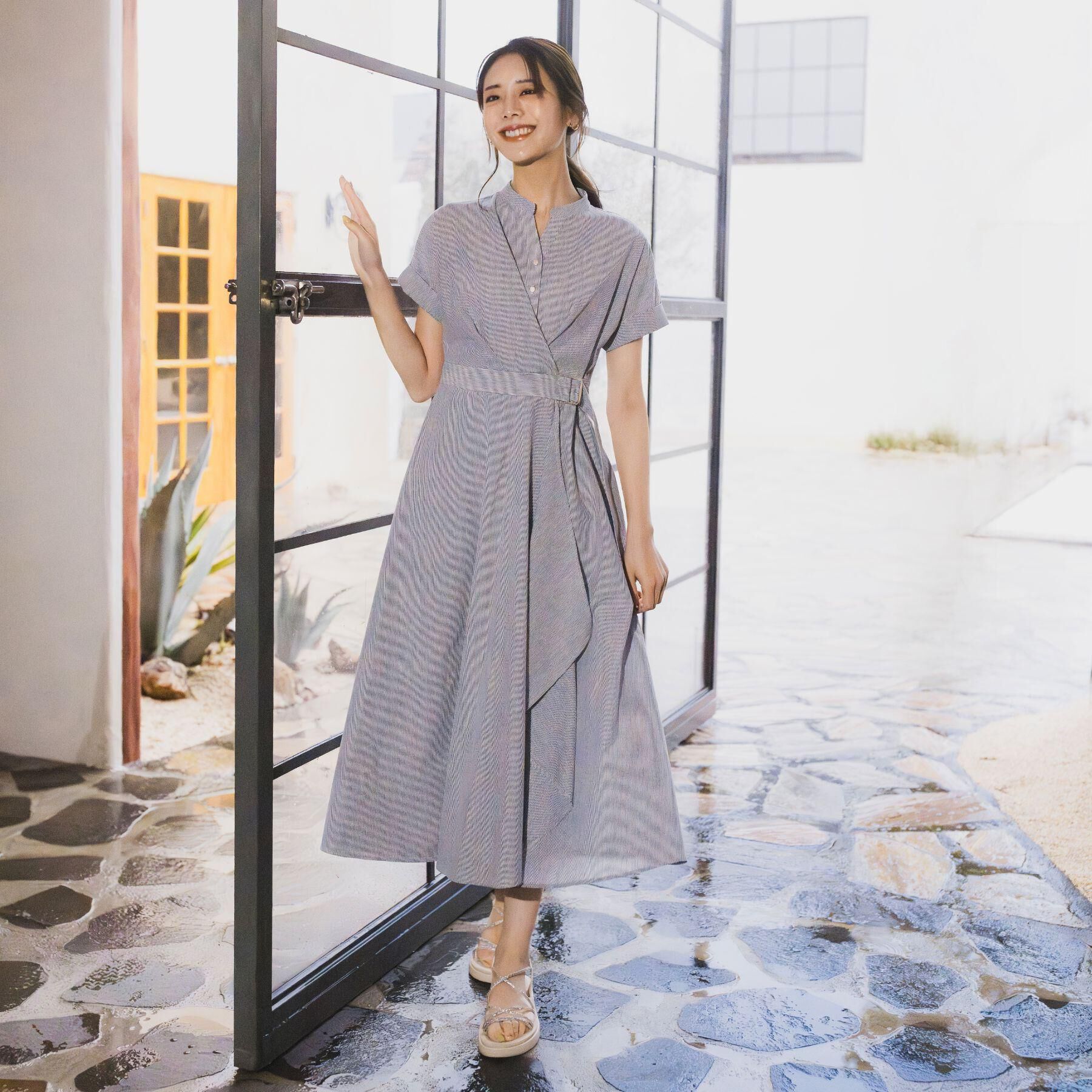 grove「【洗える】さらっと軽やか、カシュクール風サッカーワンピース」|ワンピース|