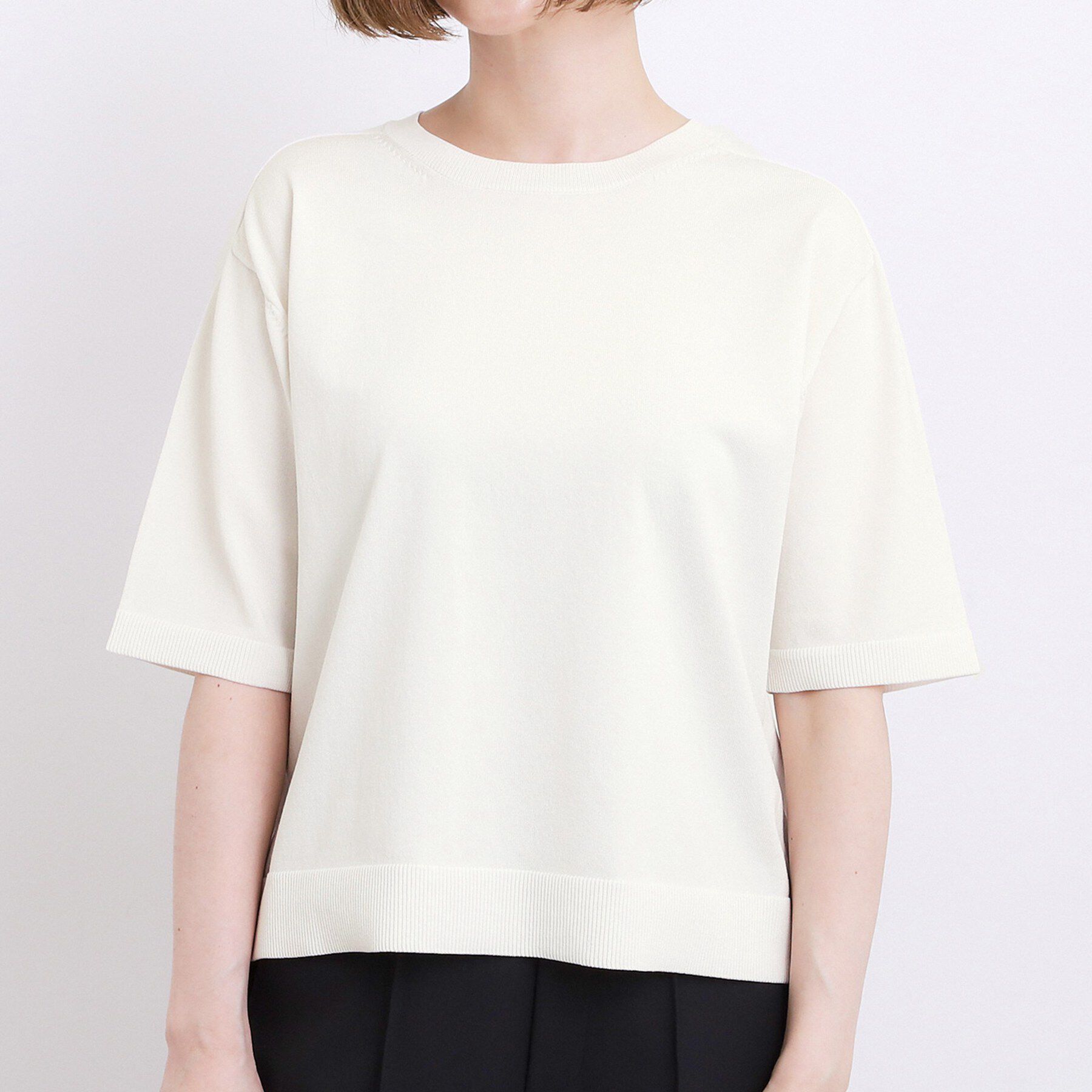 grove「【ひんやり・UVカット・洗濯機◎】Tシャツ感覚で着られるコットン混ニット」|ニット・セーター|