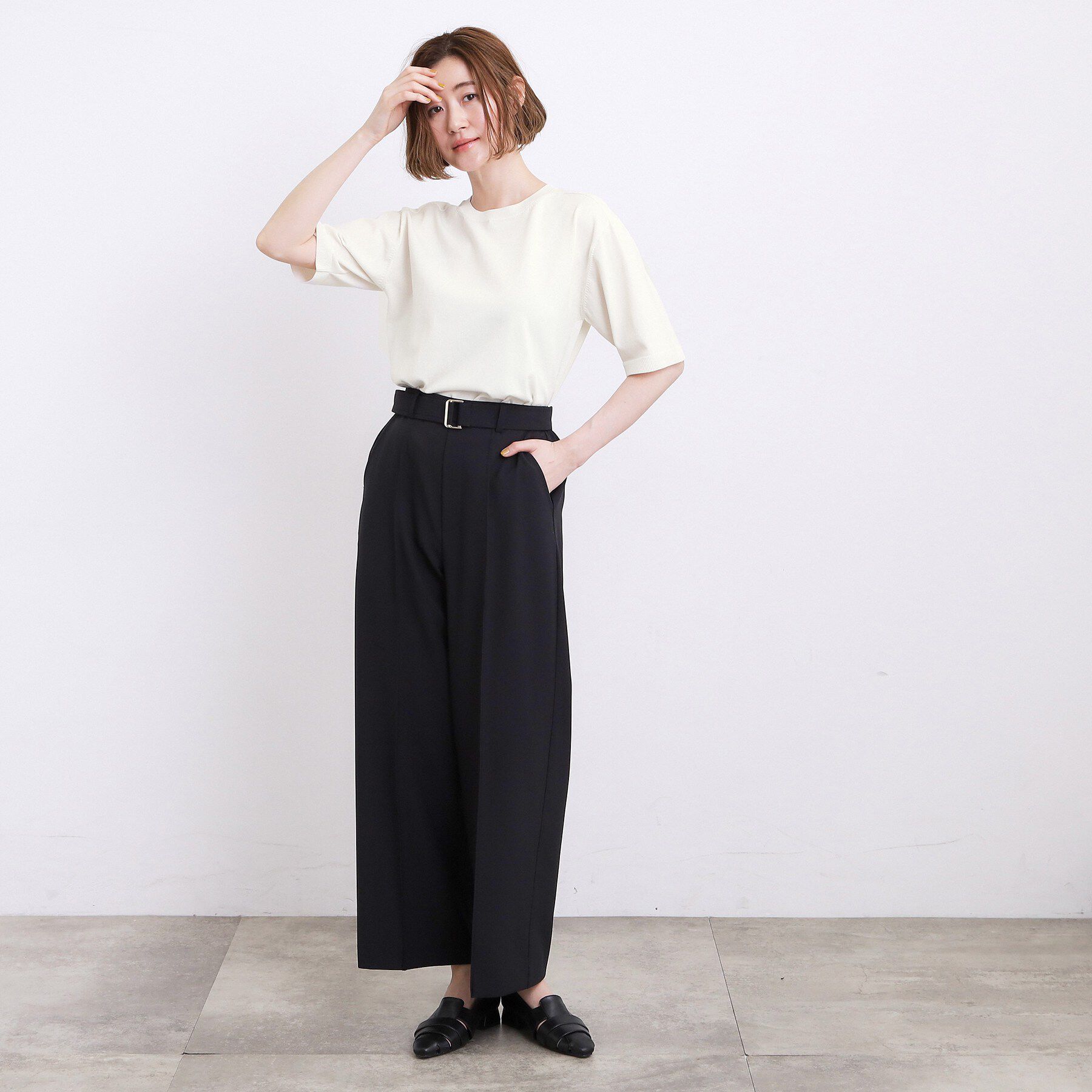 grove「【ひんやり・UVカット・洗濯機◎】Tシャツ感覚で着られるコットン混ニット」|ニット・セーター|