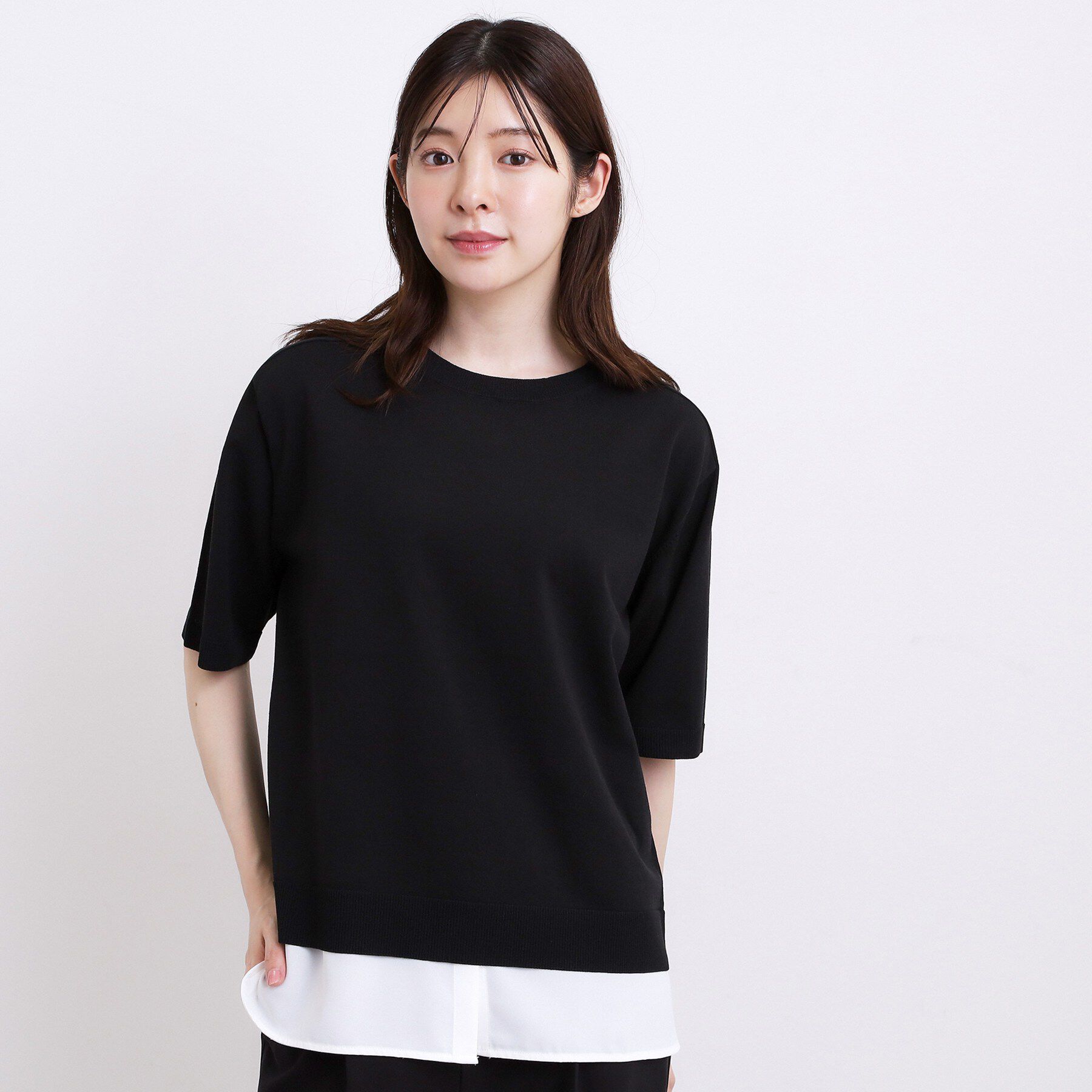 grove「【ひんやり・UVカット・洗濯機◎】Tシャツ感覚で着られるコットン混ニット」|ニット・セーター|