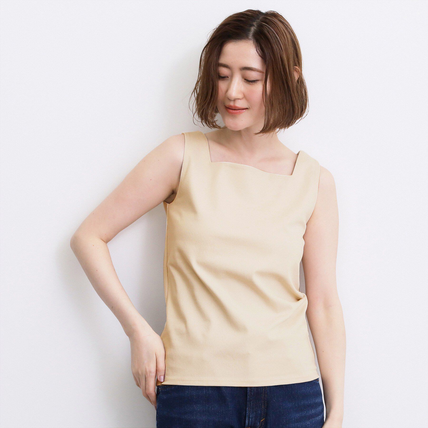 grove「【透けにくい】ダブルフロントタンク」|Tシャツ・カットソー|オフホワイト(003