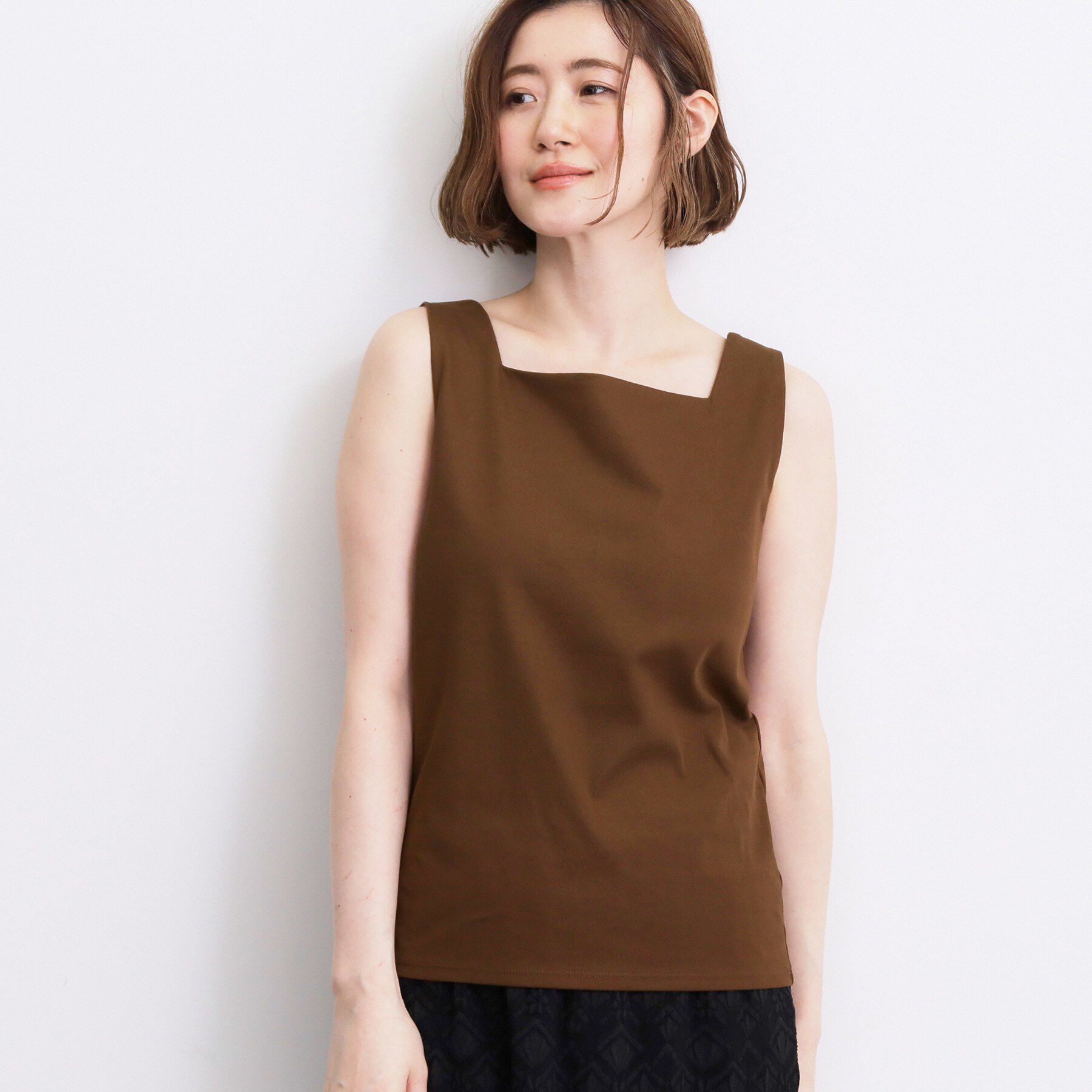 grove「【透けにくい】ダブルフロントタンク」|Tシャツ・カットソー|ブラウン(044)