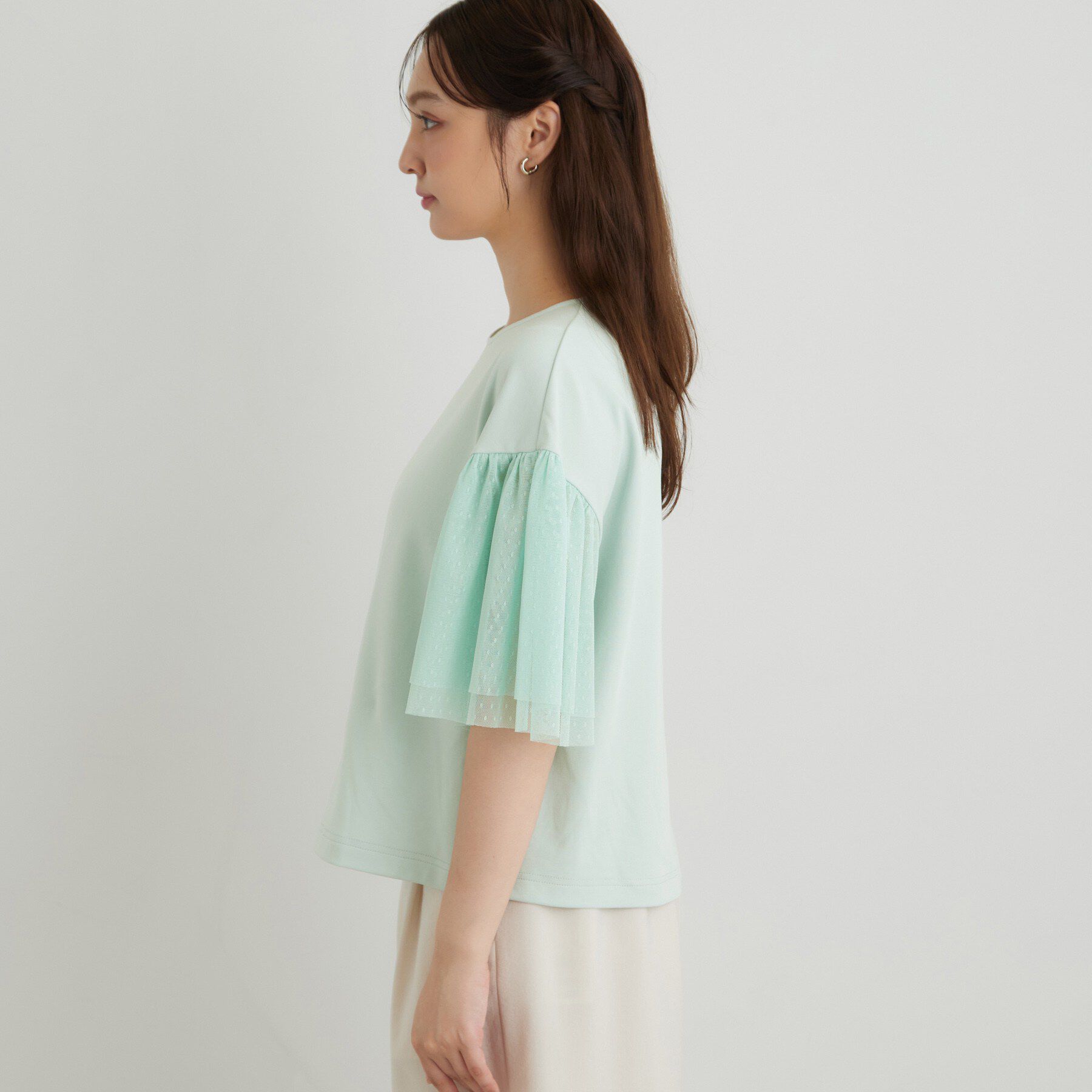 SunaUna「チュール袖カットソー」|Tシャツ・カットソー|